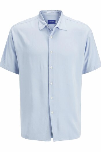 Jack & Jones Cămașă Jorjoshua albastră din viscoză pentru bărbați 12271078-Cashmereb
