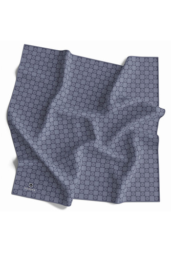 Vissona 100% Twill Silk Monogram Patterned Gray Colored 90X90 Scarf Sewing Shape: Hand Sewing
