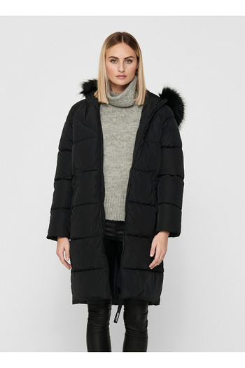 ONLY Monica Long Puffer Coat Γυναικείο παλτό με μαύρη κουκούλα
