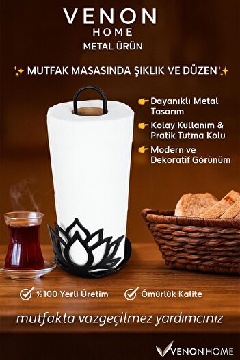 VENON Lotus Metal Kağıt Havluluk ,Rulo Havluluk,Peçetelik Tezgah Üstü Kağıt Havluluk Dik Havlu Sofra Masa
