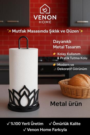 VENON Lotus Metal Paper Towel Holder,Roll Towel Holder,Napkin Holder Countertop Paper Towel Holder Upright Towel Tableware Table