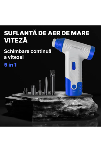 IMA TREND Suflanta Aer Portabila IMA Trend, Aspirator, Turbo Fan, 140000 RPM, 5000mAh, USB-C, Albastru