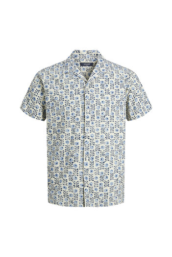 Jack & Jones Normal Mavi Desenli Erkek Gömlek 12234367_JPRBLULANDON PRINT RESORT