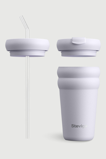 Stevig 3 Bubble Two-Cap Straw Tumbler Çelik Termos 600 ML Lilac Hint ST-245