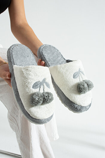 Moda Devrin Gray Cherry Winter Women's Slippers