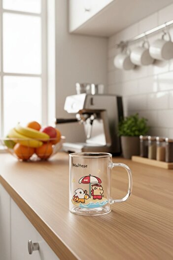 Miniso Maltese Lisanslı Borosilikat Cam Bardak (420ml) - Pembe