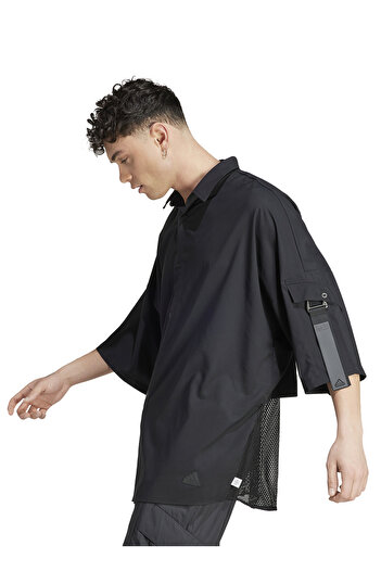 adidas Вузька пряма чорна чоловіча сорочка IC6738 M CE Q2 PRSHIRT