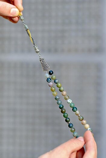 dergah tesbih Indian Agate Prayer Beads Ottoman Motif İmame Design
