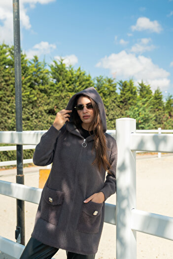 LOCCO Zippered Knitwear Jacket Smoked