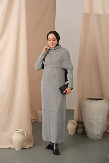 LOCCO Women's Cape Collar Dress Gray