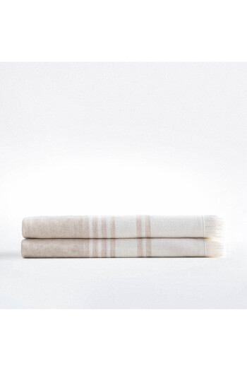 Ecocotton Erva Набір з 2 рушників для обличчя - 100% органічна бавовна, льняна суміш, бежевий, 50x90 см