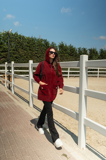LOCCO Zippered Knitwear Jacket Claret Red