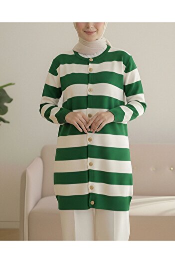 Modamorfo Ringelli Metal Button Steel Knit Casual Cardigan -Orman Yş.
