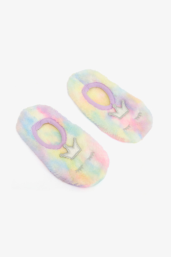 Penti Girl's Tie-Dye Patterned Rainbow Unicorn Embroidered Non-Slip Sole Play Shoes
