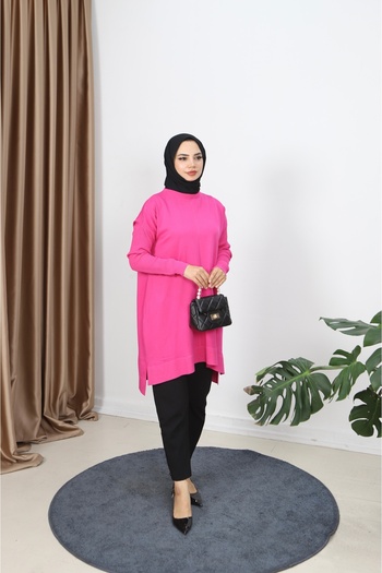 NİSUM MODA Ribbed Mercerized Tunic with Sleeves