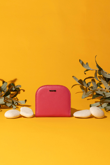 Grande Genuine Leather Flother - Minimal Oval Design Wallet Fuchsia