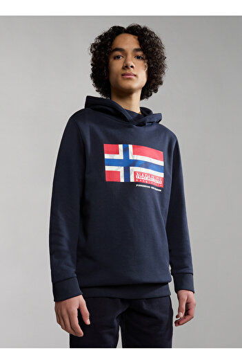 Napapijri Mavi Erkek Çocuk Kapüşonlu Uzun Kollu Sweatshirt NP0A4GXF1761 K B-ZAMORA H