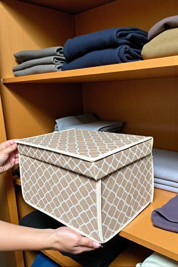 VAYBE 3PCS Mini Storage Box, Box Storage, Box, Organizer, Toy Box Cream Chain Pattern 30x40x25