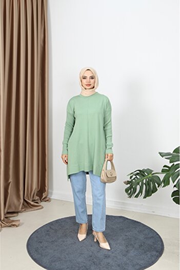 NİSUM MODA Ribbed Mercerized Tunic with Sleeves