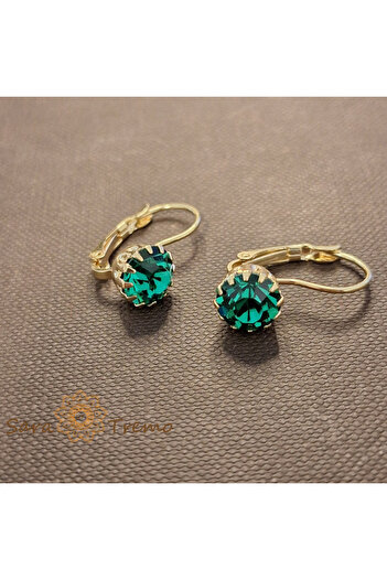 saratremo Esmeralda Earrings – Green Crystals Plated with 18K Gold, Brazil