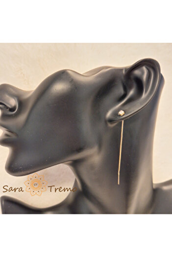 saratremo Crystal Line Earrings – White Crystal 6 cm plated 18K gold Brazil
