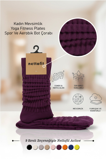 nettofit Single Women's Seasonal Plum Yoga Fitness Plates Sports and Aerobics Boot Socks