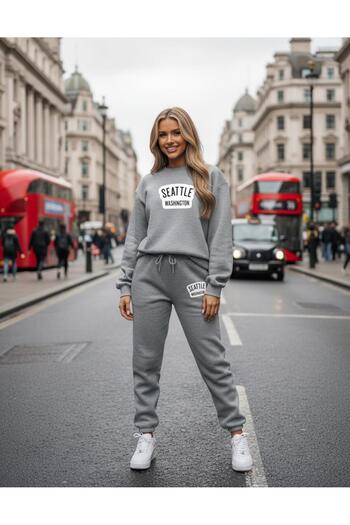 RPT MODA Oversized Seattle Print Detail Cycling Collar Double Team Tracksuit
