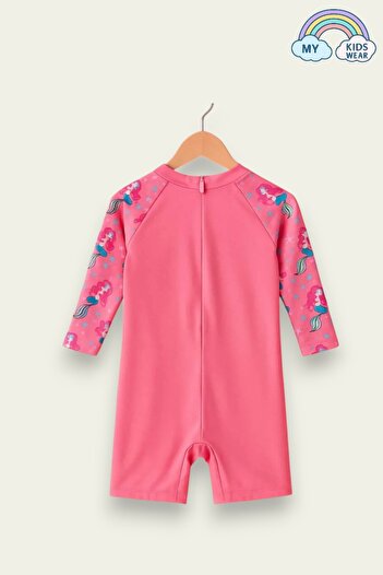 My Kids Wear Zippered Long Sleeve Girl's Swimsuit with Hat