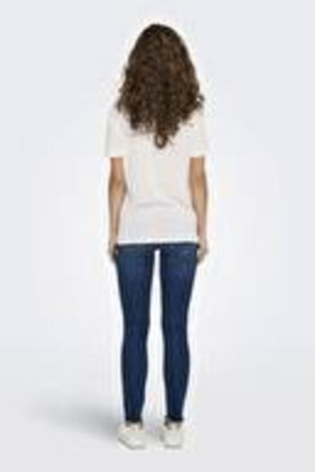 ONLY V-Neck Block Pattern Off-White Women's T-Shirt Onlnew Belle S/S Love V-Neck Top Bo