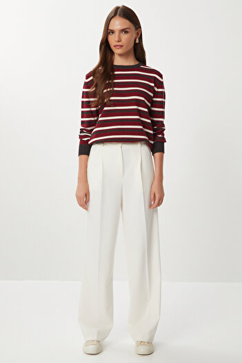 Lovelyİstanbul Pensli Pleated Polyviscose Trousers Lgp0021 Bone