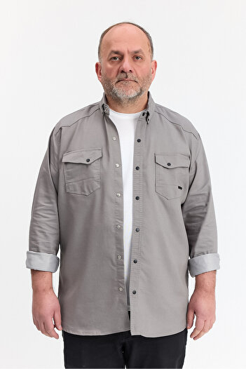 YXC Великий розмір Slim Fit Чоловіча джинсова сорочка Сірий 5XL РОЗМІР 110-115 КІЛО підходить для