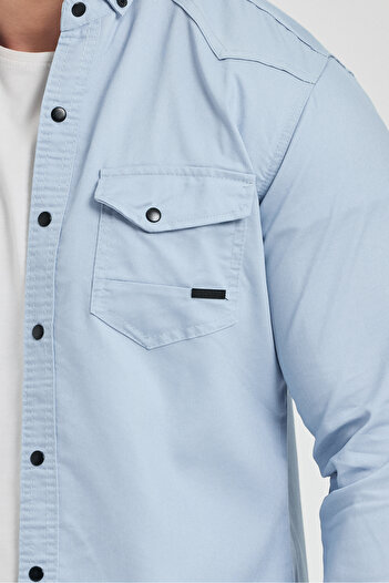 YXC Ανδρικό τζιν πουκάμισο μεγάλου μεγέθους Slim Fit A.Μπλε 5XL ΜΕΓΕΘΟΣ Κατάλληλο για 110-115 ΚΙΛΑ