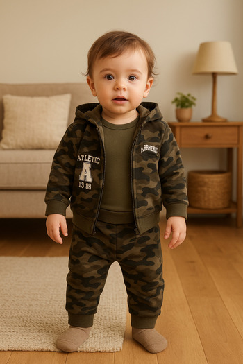 DIMPLE BABY Soldier Patterned 3-Piece Set Camouflage Patterned Baby Set