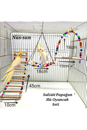 Alice Set of 3 Toys for Cockatiels and Birds of Various Sizes