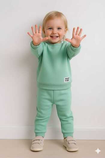 DUBLİNO KİDS Three-Ply Sharded Top and Bottom Set for Babies, Long Sleeve Sweatshirt and Elasticated Legs Pants