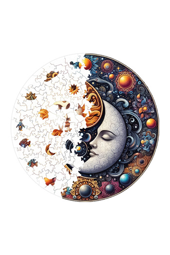 WePuzzleUp Ahşap Puzzle - Güneş Ve Ayın Dansı - 252 Parça, 29x29 cm