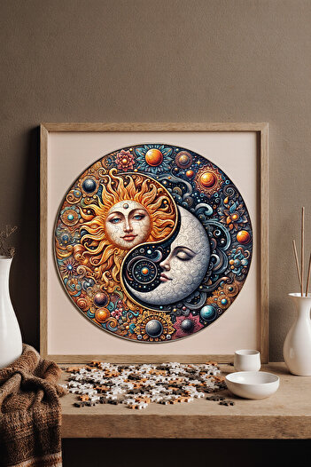 WePuzzleUp Ahşap Puzzle - Güneş Ve Ayın Dansı - 252 Parça, 29x29 cm