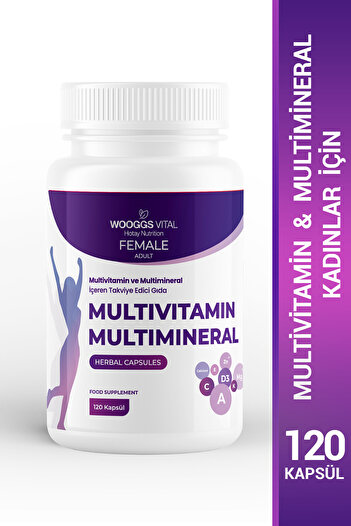 Hotay Nutrition Wooggs Vital Yetişkin Kadınlar İçin Multivitamin ve Multimineral İçeren Takviye Edici Gıda – 120 Kapsül