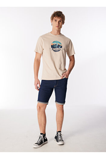 Columbia Ecru Men's O-Neck Regular Fit Printed T-Shirt 9120781278_Cs0369 Scopedview Ss Tee