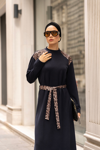 dilber fashion Leopard Detailed Double Face Cotton Lycra Sports Dress
