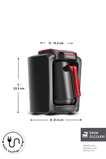 Karaca Hatir Neo-S Milk Turkish Coffee Machine 5 Cup Capacity Ruby