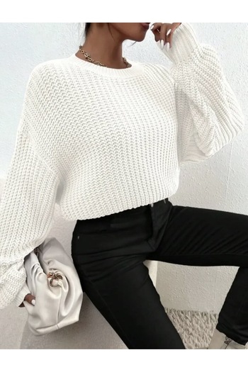 Gloksinya Butik Women's Black Thessaloniki Knit Oversize Crop Sweater