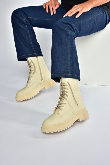 Fox Shoes V973192401 Μπότες με χοντρή σόλα από μπεζ Nubuck