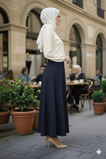 ECEYLÜL MODA Scuba Crepe Belle Lastic Flare Skirt(93-94cm Length)