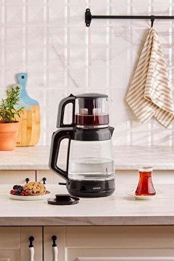 Karaca Glass Tea XL 2 in1 Glass Tea Machine Space Gray