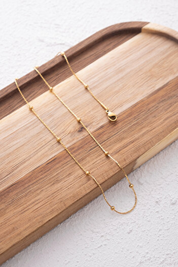 ByFlorya Jewelry Çelik Toplu Ince Dorika Zincir Kolye Ince Burgu Zincir 1mm Zarif Minimal