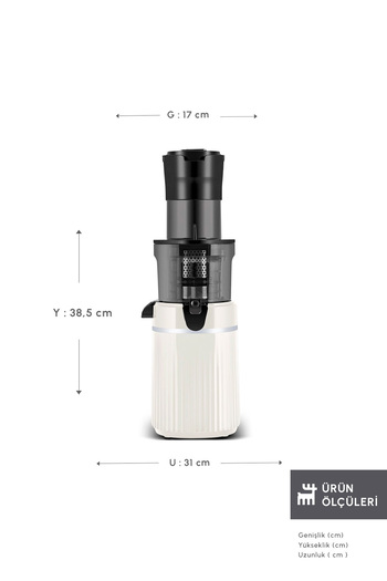 Karaca Fresh Press Slow Juicer Slow Squeeze Solid Fruit Juicer Cream