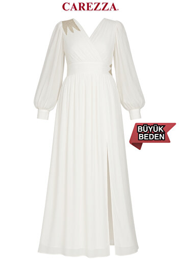 CAREZZA Lioren - Drapeli Stone Detailed Evening Dress