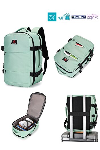 aventor Rucsac de călătorie, AV201, bagaj de mână Ryanair/Wizz Air, 40x25x20 cm, poliester, verde deschis