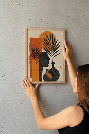 Evinemoda Abstract Bohemian One Piece Real Wood Framed Painting